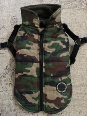 🧡3/$15 Puppia Dog Camo Winter Vest Built In Harness L